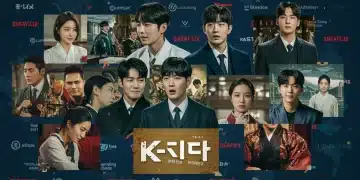 Dynamic collage of K-drama genres and streaming platform logos from 2025 Q1 releases