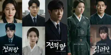 Collage of five highly anticipated K-drama release posters for Q1 2025, showcasing diverse genres and popular actors.