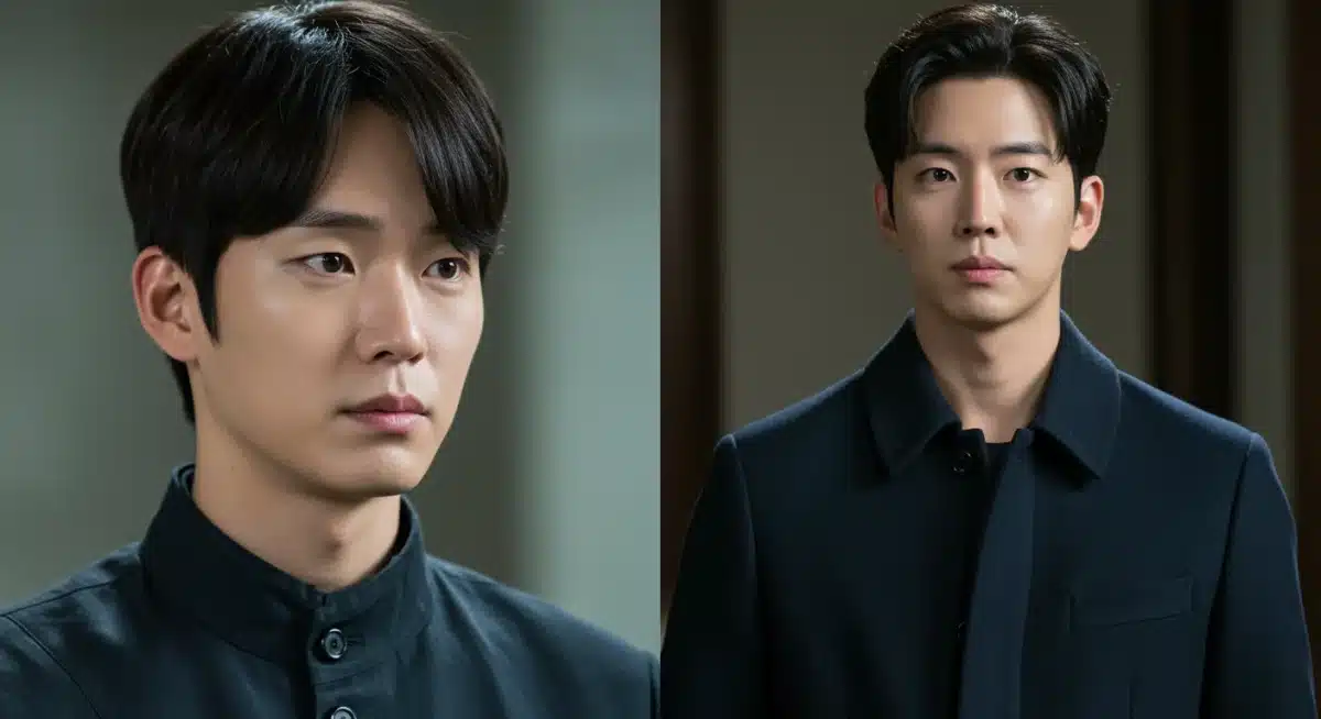 K-Drama actor's before-and-after image transformation in recent roles.
