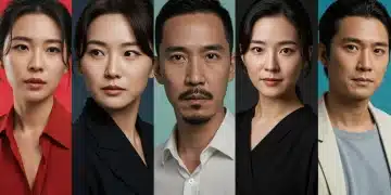 Dynamic collage of five Asian drama actors showcasing career reinvention