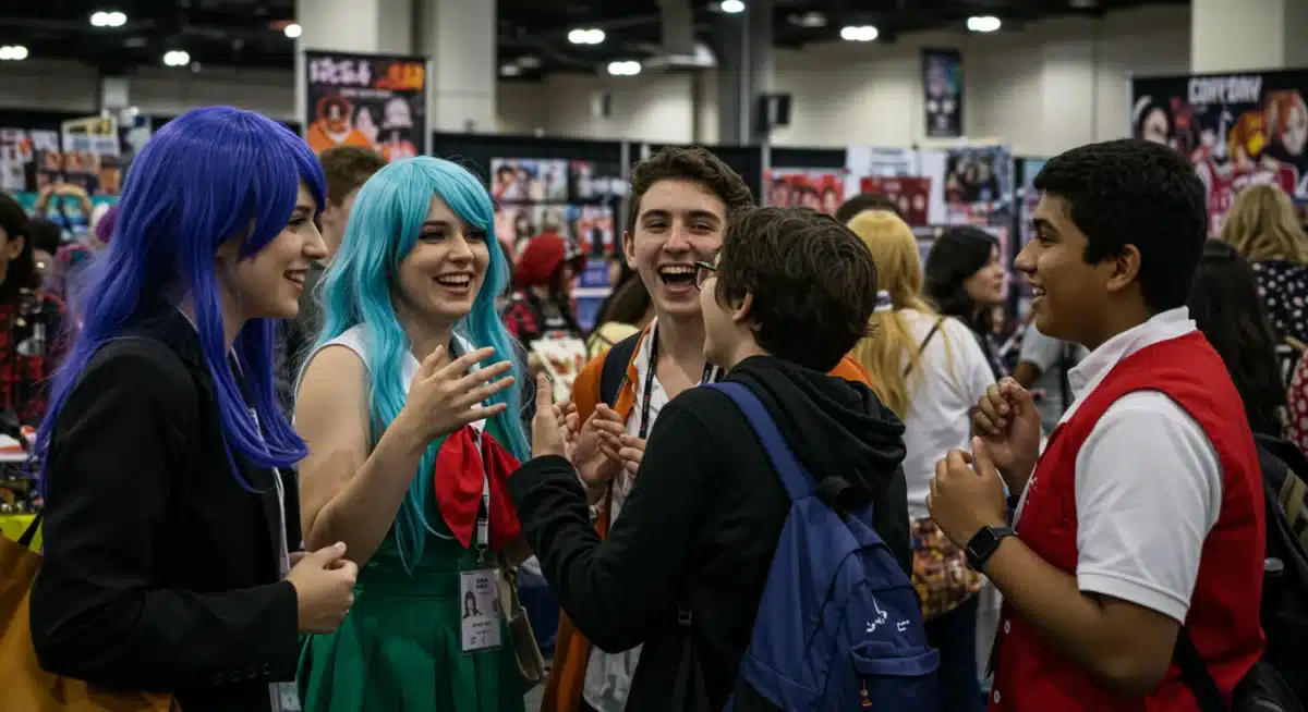 American teenagers in anime and J-drama cosplay at a convention