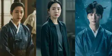 Dynamic collage of three critically acclaimed K-dramas from early 2025, highlighting diverse genres and high production quality.