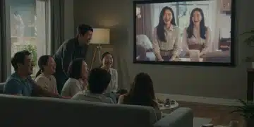 Diverse friends watching Asian drama, challenging stereotypes