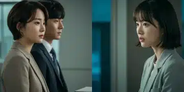 Contrasting gender roles in modern K-dramas and J-dramas, vibrant split screen