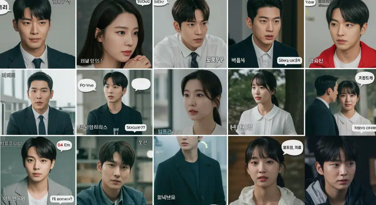 Collage of 2025 K-drama scenes with mixed positive and negative review comments.