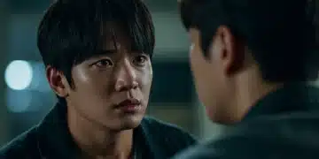 Intense K-drama scene with a character facing an unknown threat