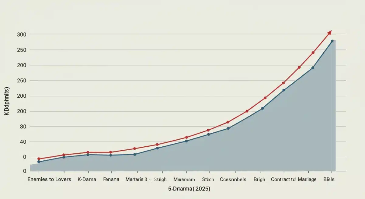Graph showing shifting K-Drama trope popularity 2020-2025