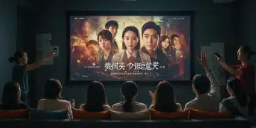 Diverse audience enjoying an Asian drama on a streaming platform, symbolizing global reach.