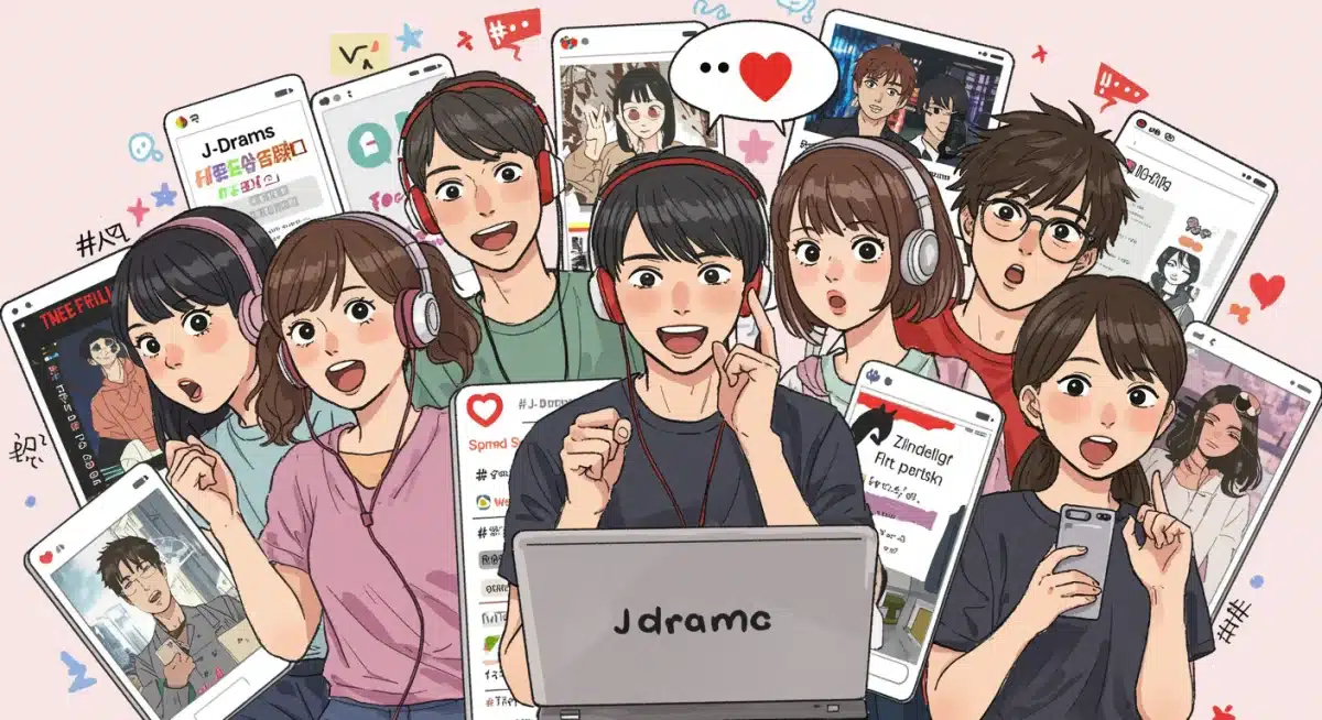 Young adults engaging in online discussions about J-Dramas, reflecting increased fan interaction.